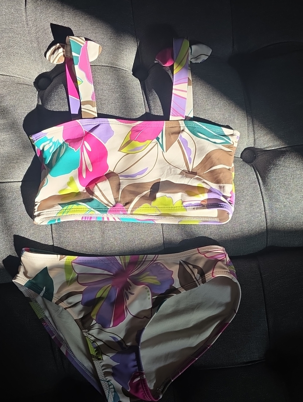 Girls Two-Piece Floral Bikini Top & Bottom - Multicolor